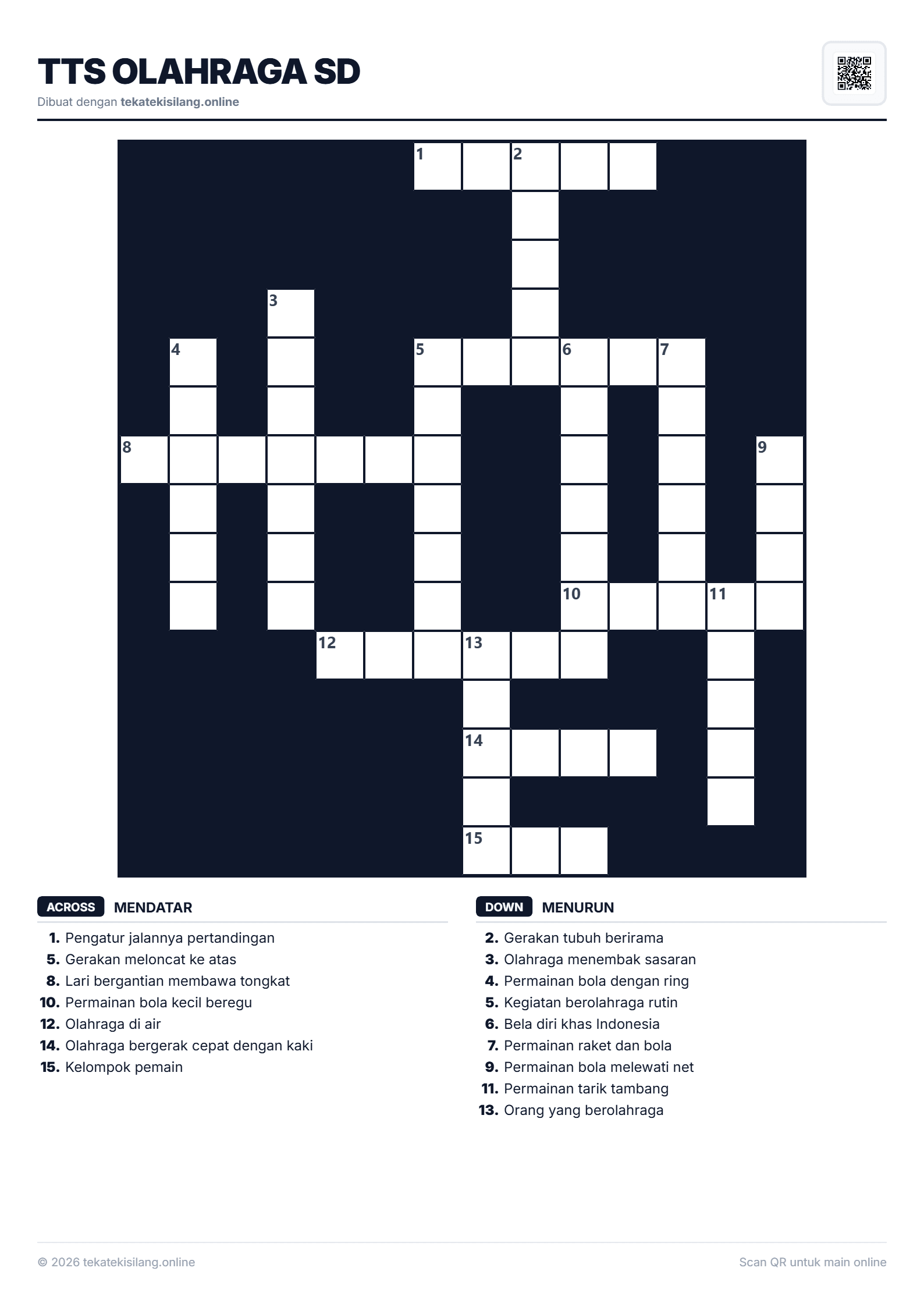 Teka Teki Silang TTS Olahraga SD